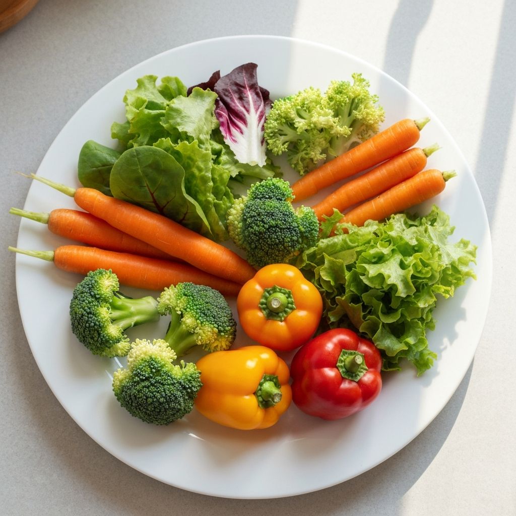 Fresh vegetables on a balanced plate