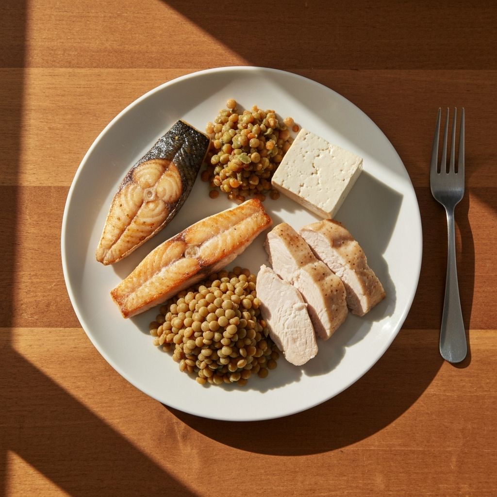 Protein sources on plate